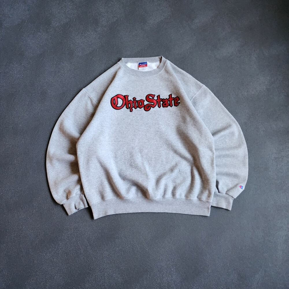 Champion Ohio State Old Style Embroidered Grey Sweatshirt Large
